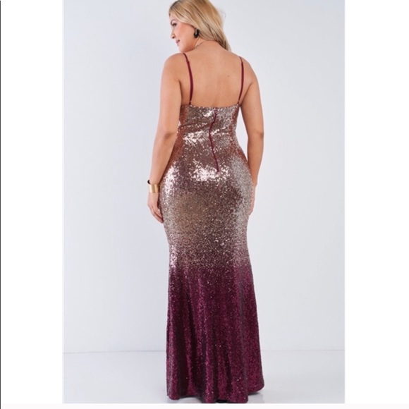 Gold/purple 1X Ombré maxi gown - Picture 6 of 9